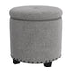 Zoya Storage Ottoman | 19" Round Lift Top | Light Gray Woven Fabric