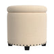 Zoya Storage Ottoman | 19’’ Round Lift Top | Beige Woven Fabric BM334047