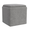 Soa Storage Accent Ottoman | 18’’ Square Tray Top | Gray Woven Fabric