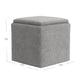 Soa Storage Accent Ottoman | 18’’ Square Tray Top | Gray Woven Fabric