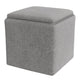 Soa Storage Accent Ottoman | 18" Square Tray Top | Gray Woven Fabric