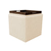 Soa Storage Ottoman | 18’’ Square Tray Top | Light Beige Woven Fabric