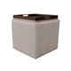 Soa Storage Ottoman | 18’’ Square Tray Top | Light Brown Woven Fabric