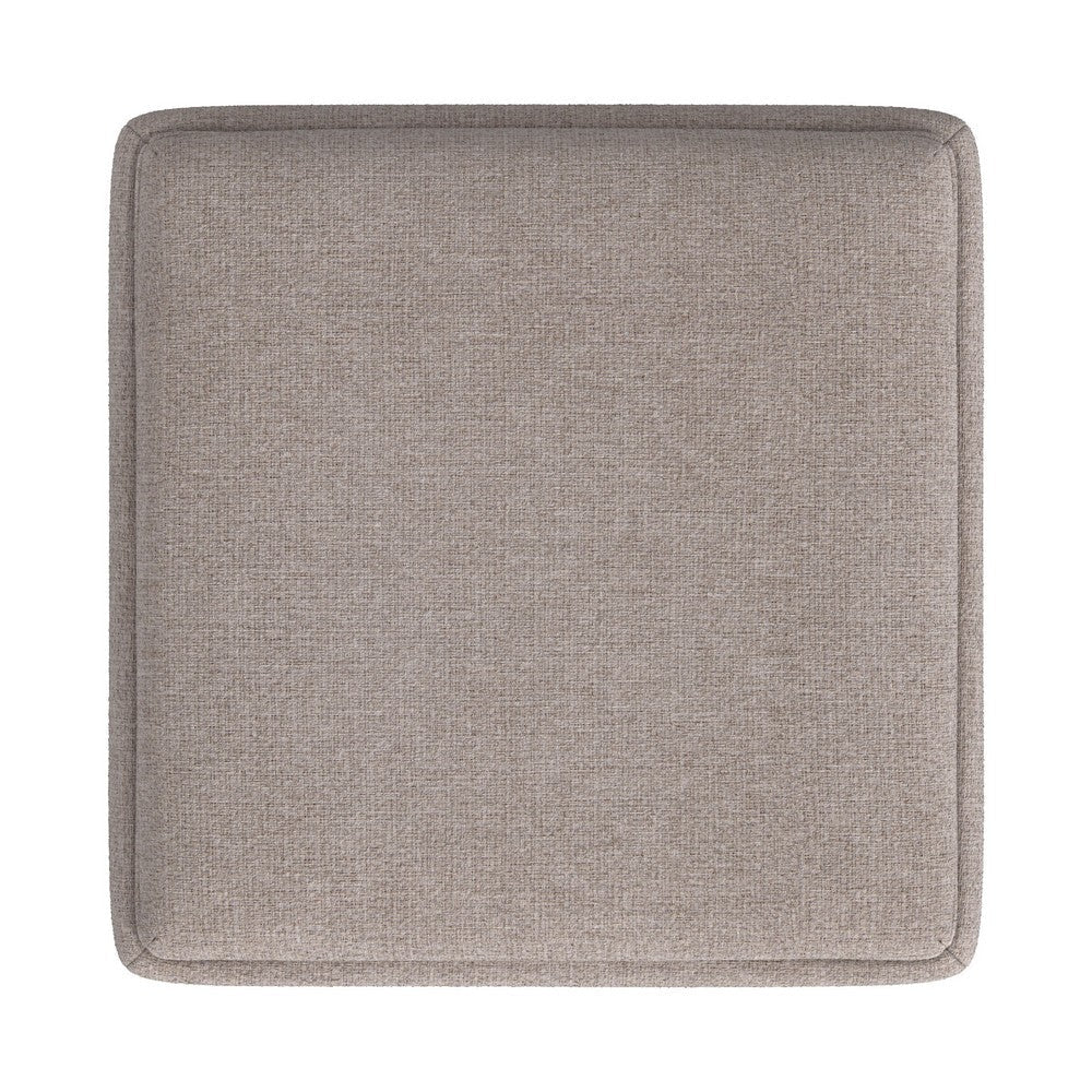 Soa Storage Ottoman | 18’’ Square Tray Top | Light Brown Woven Fabric