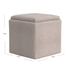 Soa Storage Ottoman | 18’’ Square Tray Top | Light Brown Woven Fabric