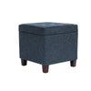 Hery Storage Ottoman | 18" Square Tray Top | Navy Blue Woven Fabric