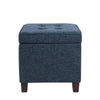Hery Storage Ottoman | 18’’ Square Tray Top | Navy Blue Woven Fabric BM334051
