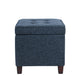 Hery Storage Ottoman | 18’’ Square Tray Top | Navy Blue Woven Fabric BM334051