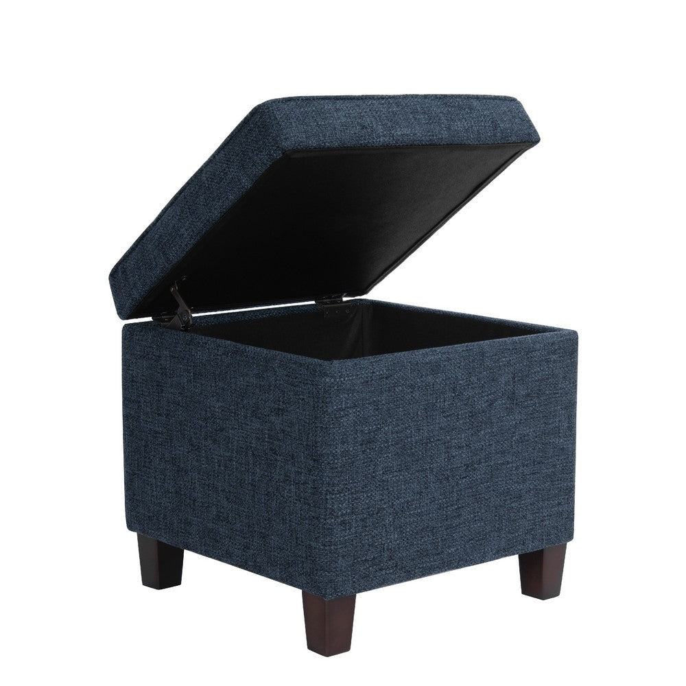 Hery Storage Ottoman | 18’’ Square Tray Top | Navy Blue Woven Fabric BM334051