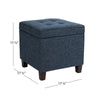 Hery Storage Ottoman | 18’’ Square Tray Top | Navy Blue Woven Fabric BM334051
