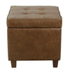Hery Storage Ottoman | 18" Square Tray Top | Rich Brown Faux Leather