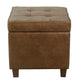 Hery Storage Ottoman | 18" Square Tray Top | Rich Brown Faux Leather
