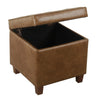 Hery Storage Ottoman | 18" Square Tray Top | Rich Brown Faux Leather