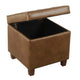 Hery Storage Ottoman | 18" Square Tray Top | Rich Brown Faux Leather