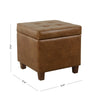Hery Storage Ottoman | 18" Square Tray Top | Rich Brown Faux Leather