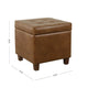 Hery Storage Ottoman | 18" Square Tray Top | Rich Brown Faux Leather