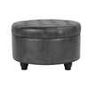 Gery Storage Ottoman | 25’’ Round Tray Top | Dark Gray Faux Leather BM334053