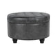 Gery Storage Ottoman | 25’’ Round Tray Top | Dark Gray Faux Leather BM334053