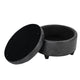 Gery Storage Ottoman | 25’’ Round Tray Top | Dark Gray Faux Leather BM334053
