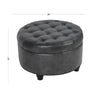 Gery Storage Ottoman | 25’’ Round Tray Top | Dark Gray Faux Leather BM334053