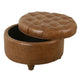 Gery Accent Storage Ottoman | 25’’ Round Tray Top Brown Faux Leather BM334054