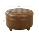 Gery Accent Storage Ottoman | 25’’ Round Tray Top Brown Faux Leather BM334054