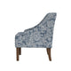 Yolu Accent Club Chair | Classic Denim Blue Jacobean Print Polyester