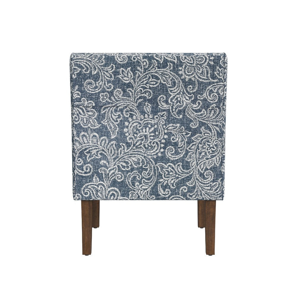 Yolu Accent Club Chair | Classic Denim Blue Jacobean Print Polyester