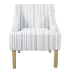 Yolu Accent Chair | Farmhouse Striped Print | Blue and White Polyester
