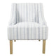 Yolu Accent Chair | Farmhouse Striped Print | Blue and White Polyester