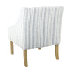 Yolu Accent Chair | Farmhouse Striped Print | Blue and White Polyester