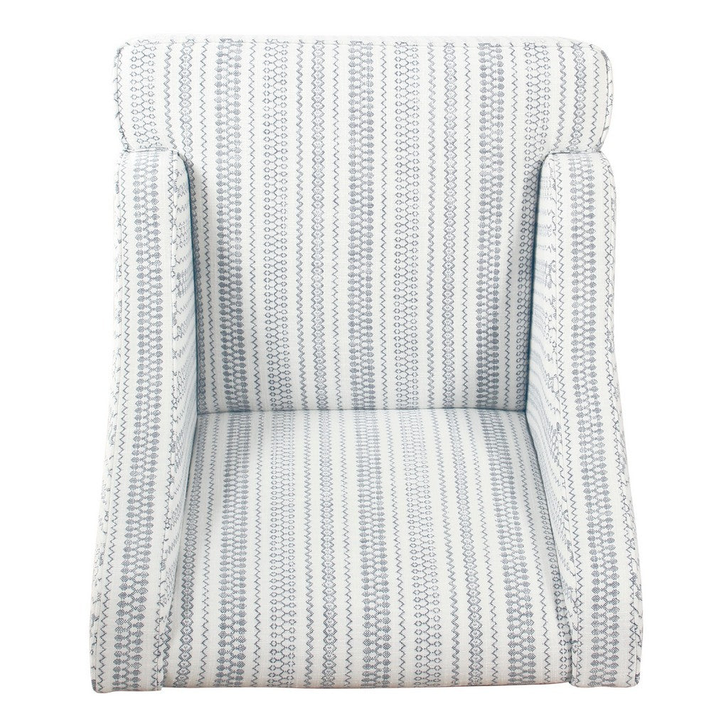 Yolu Accent Chair | Farmhouse Striped Print | Blue and White Polyester