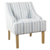 Yolu Accent Chair | Farmhouse Striped Print | Blue and White Polyester