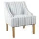 Yolu Accent Chair | Farmhouse Striped Print | Blue and White Polyester