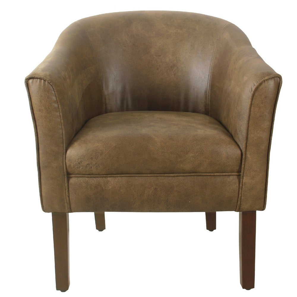 Elom Accent Armchair | Brown Faux Leather with Welt Trim Details BM334058