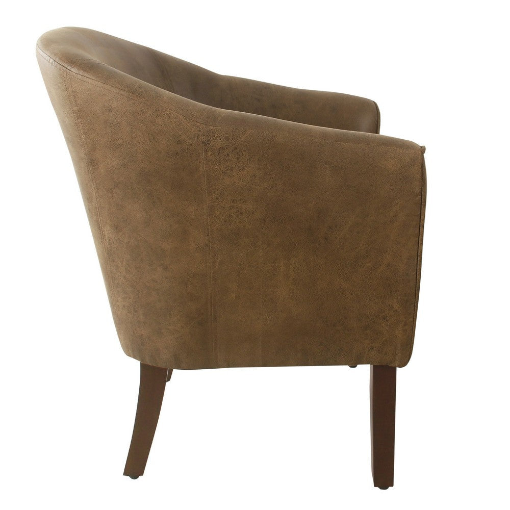 Elom Accent Armchair | Brown Faux Leather with Welt Trim Details BM334058