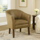 Elom Accent Armchair | Brown Faux Leather with Welt Trim Details