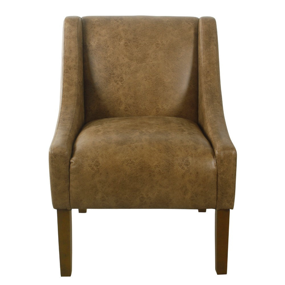 Accent Chair | Distressed Brown Faux Leather with Sloped Arms BM334061