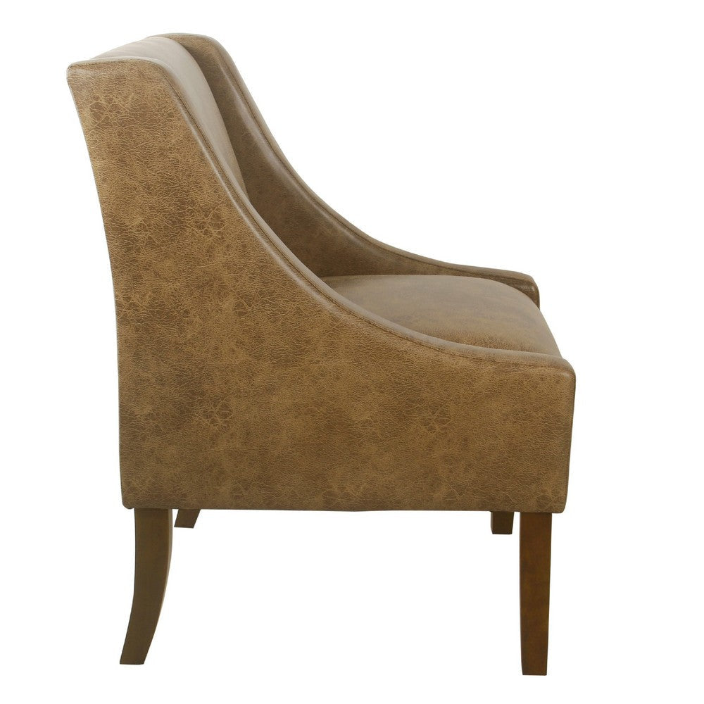 Accent Chair | Distressed Brown Faux Leather with Sloped Arms BM334061