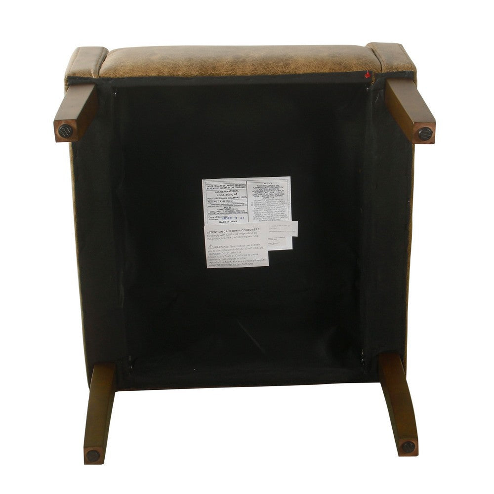 Accent Chair | Distressed Brown Faux Leather with Sloped Arms BM334061