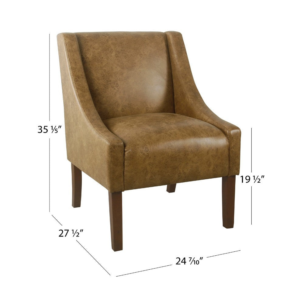 Accent Chair | Distressed Brown Faux Leather with Sloped Arms BM334061
