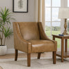 Accent Chair | Distressed Brown Faux Leather with Sloped Arms