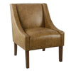 Accent Chair | Distressed Brown Faux Leather with Sloped Arms