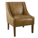 Accent Chair | Distressed Brown Faux Leather with Sloped Arms