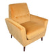 Accent Club Chair | Button Tufted Yellow Velvet with Walnut Brown Legs