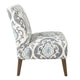 Armless Accent Chair | Vintage Medallion Print | Blue White Polyester BM334063
