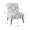 Armless Accent Chair | Vintage Medallion Print | Blue White Polyester BM334063