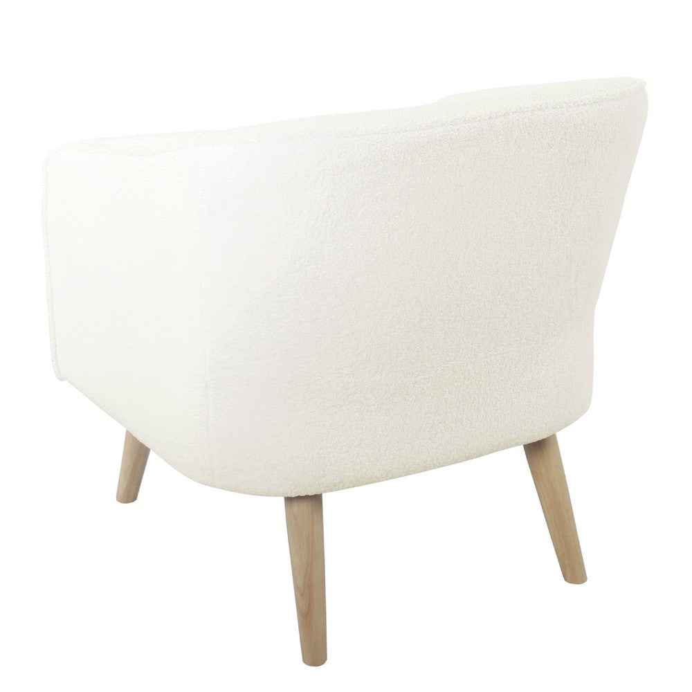 Accent Club Chair | Cream Sherpa Fabric | Modern Round Tapered Legs BM334064
