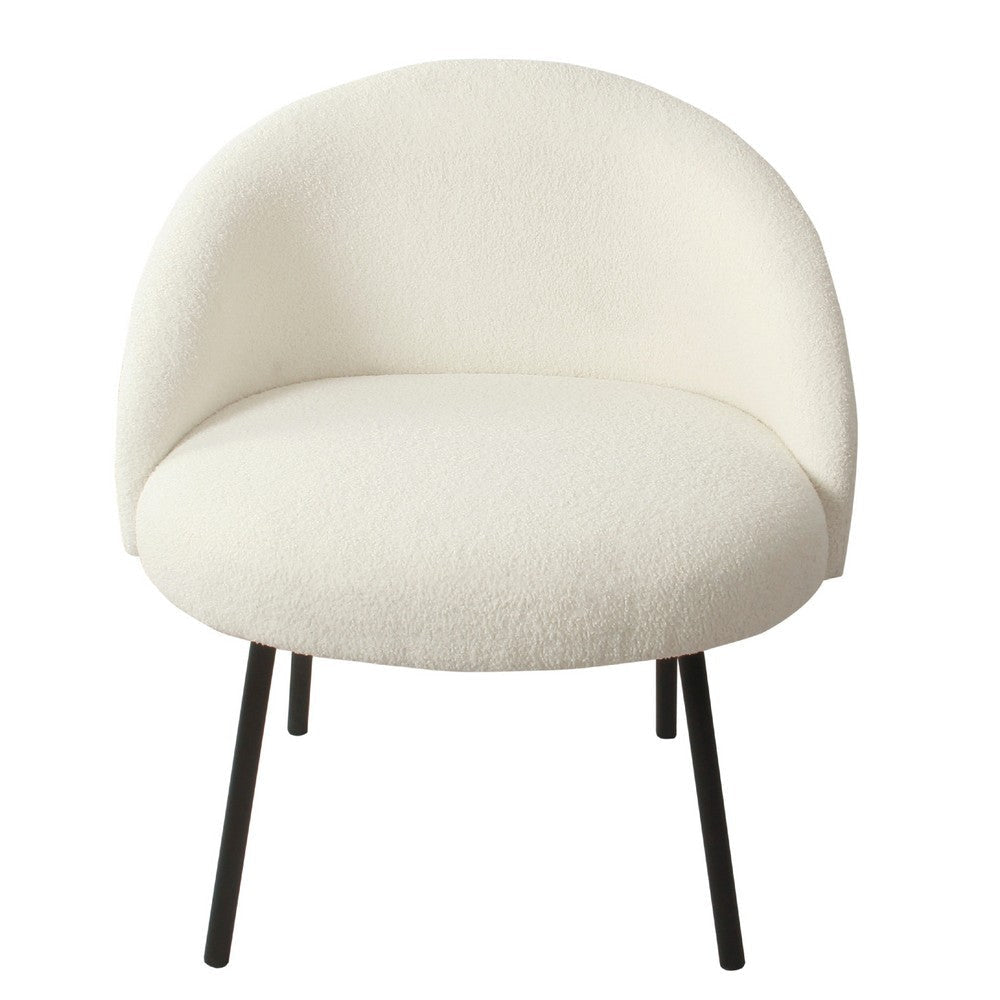 Kila Accent Chair | Soft Cream Sherpa Fabric | Ebony Black Metal Legs