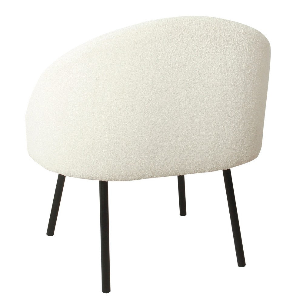 Kila Accent Chair | Soft Cream Sherpa Fabric | Ebony Black Metal Legs